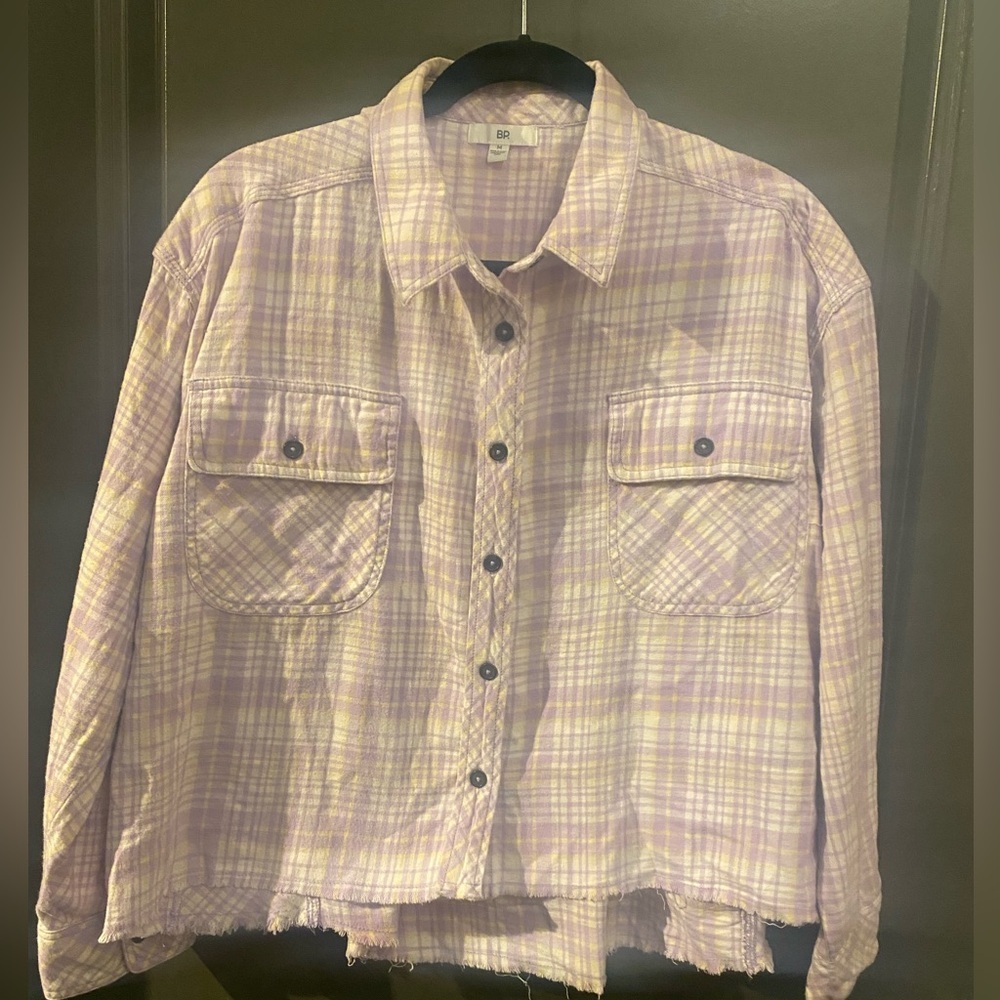 BP Plaid Button-Up Shirt in Light Purple - Picture 2 of 5